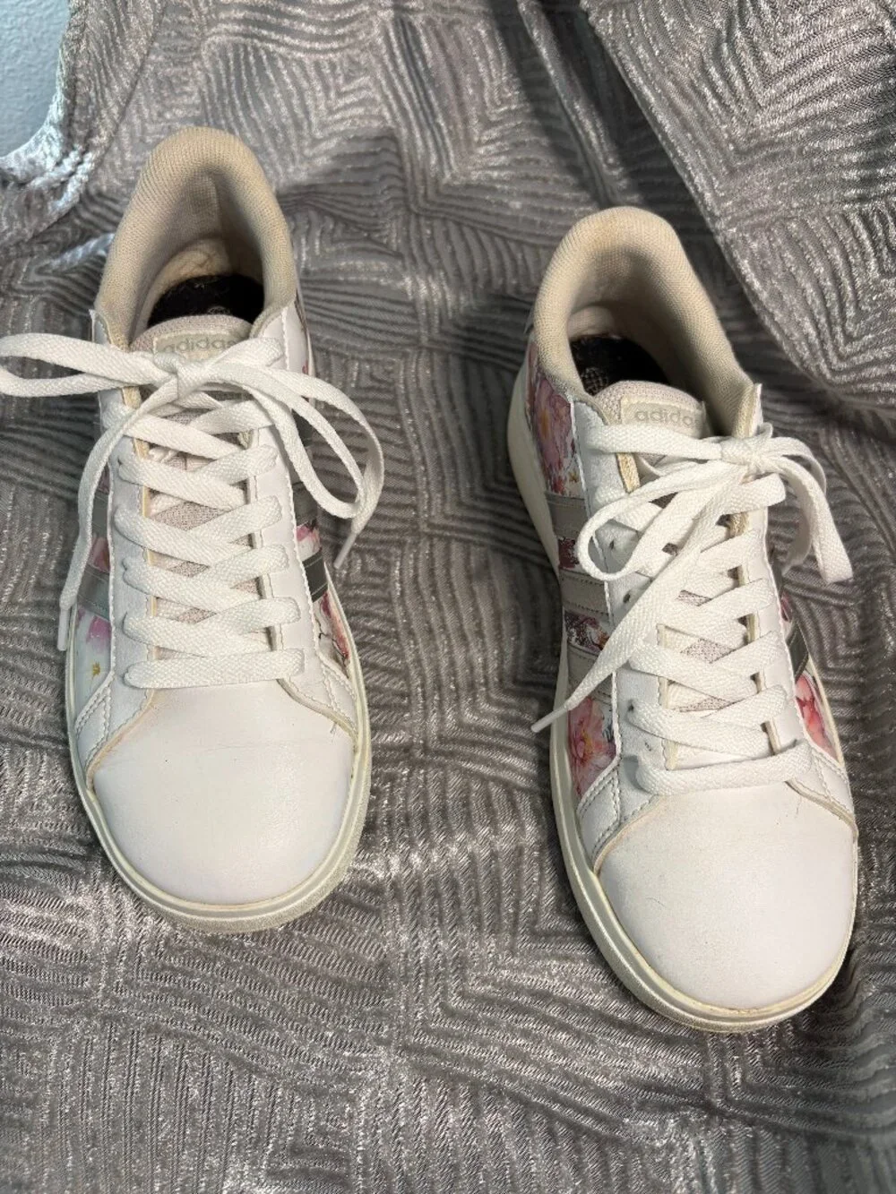Upcycled Floral Sneakers | Hand-Embellished Adidas Shoes | Women’s Size 6.5